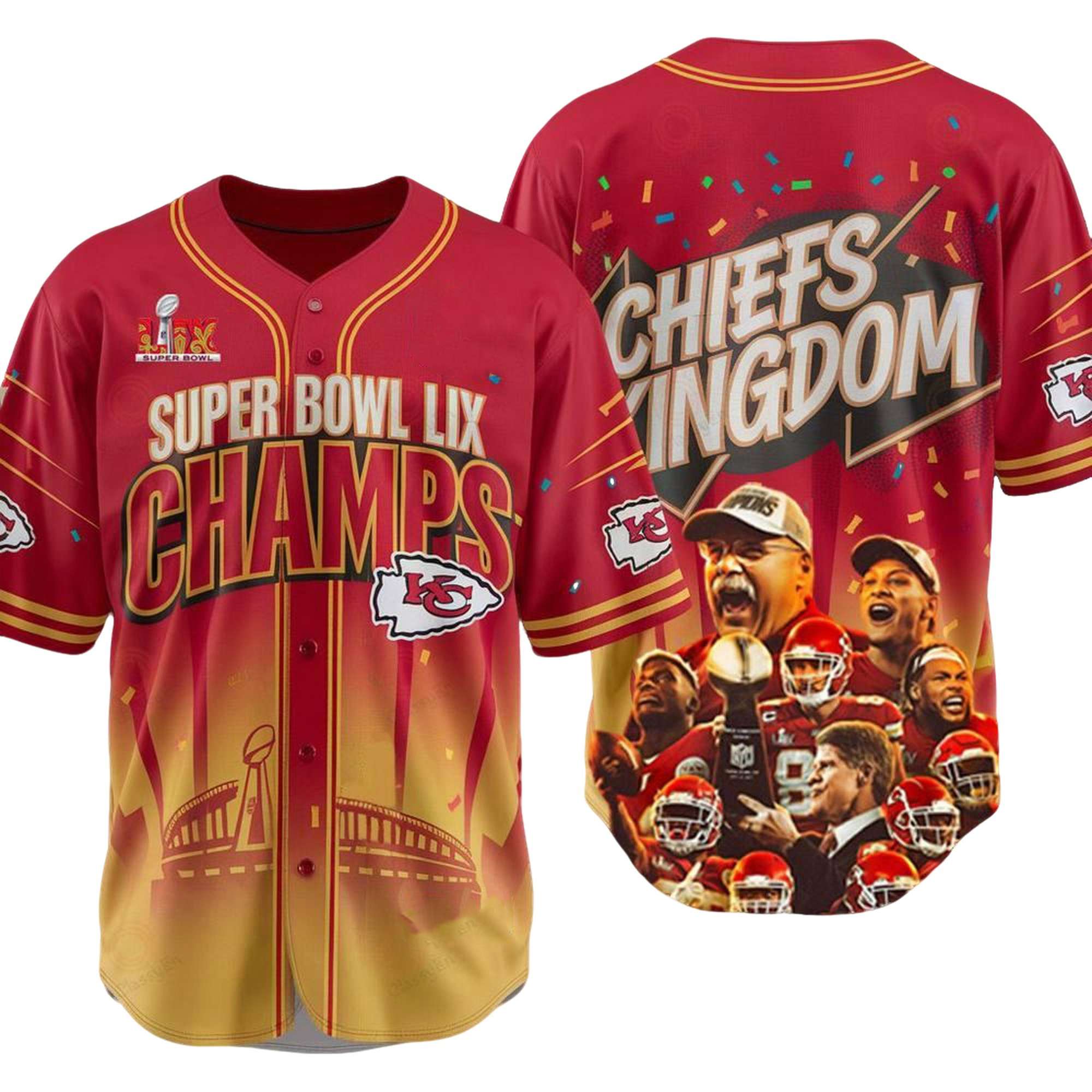 Chiefs Kingdom Super Bowl LIX Champions 2025 Baseball Jersey 1 Chiefs Kingdom Super Bowl LIX Champions 2025 Baseball Jersey 1