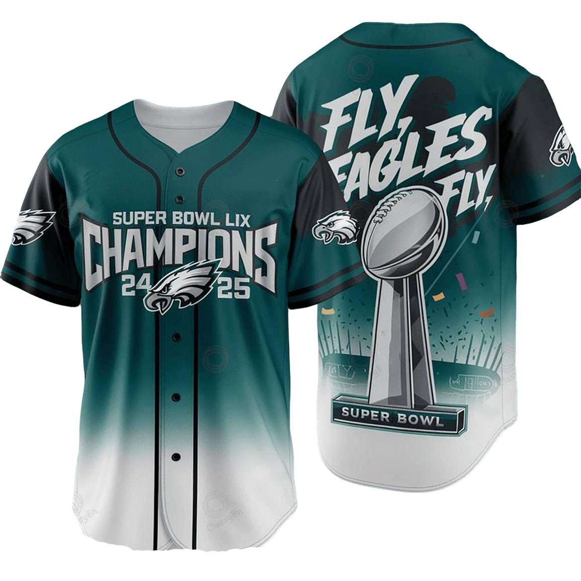 Eagles Super Bowl LIX Champions 2024 45 Fly Eagles Fly Baseball Jersey Eagles Super Bowl LIX Champions 2024 45 Fly Eagles Fly Baseball Jersey