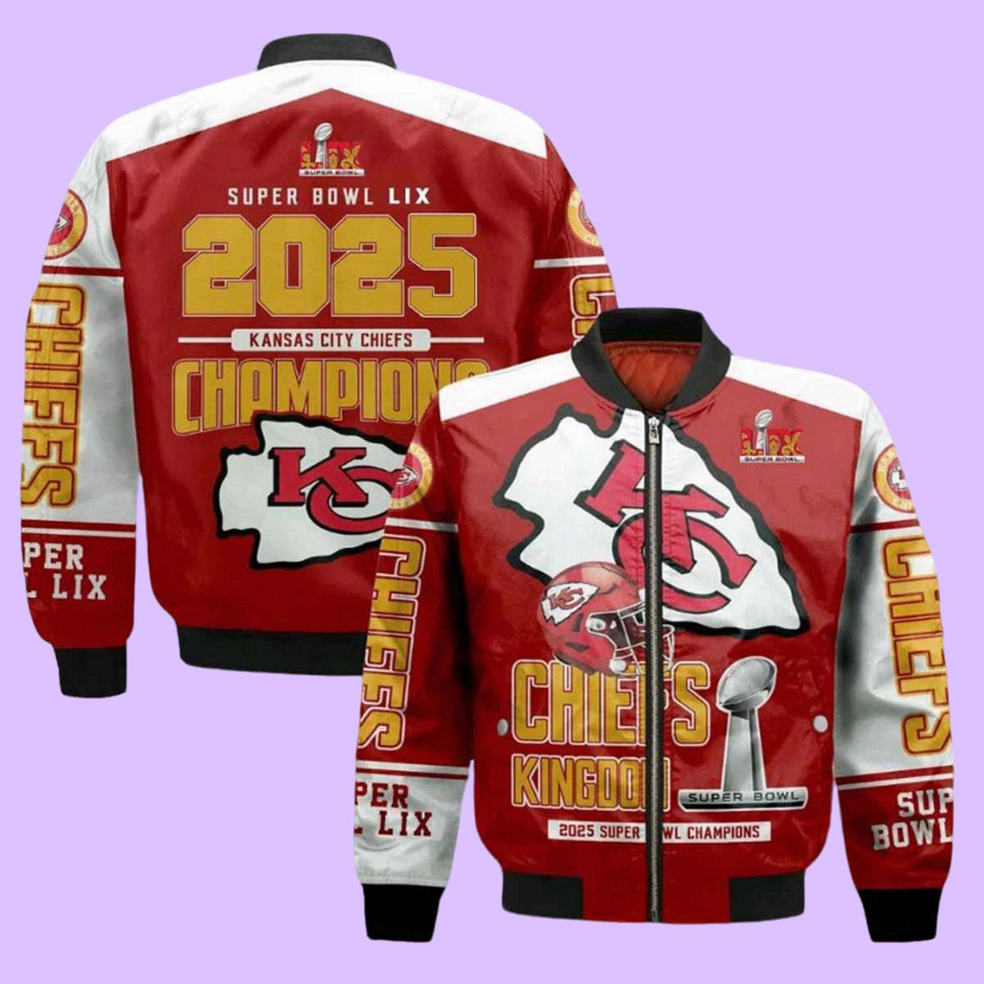 Chiefs 2025 Super Bowl LIX Champions Kingdom Bomber Jacket Chiefs 2025 Super Bowl LIX Champions Kingdom Bomber Jacket