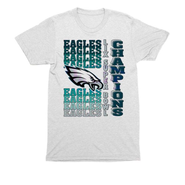Eagles Gradient Wordmark Lix Super Bowl Champions Shirt 1