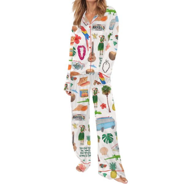 Hawaii Planner Satin Pajama Set For Women 4