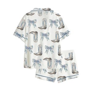 Coquette Blue Bow And Boots Cowgirl Pajama Set 2