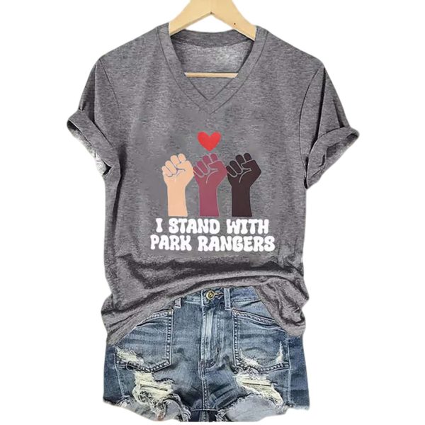I Stand With Park Rangers V Neck Shirt 2