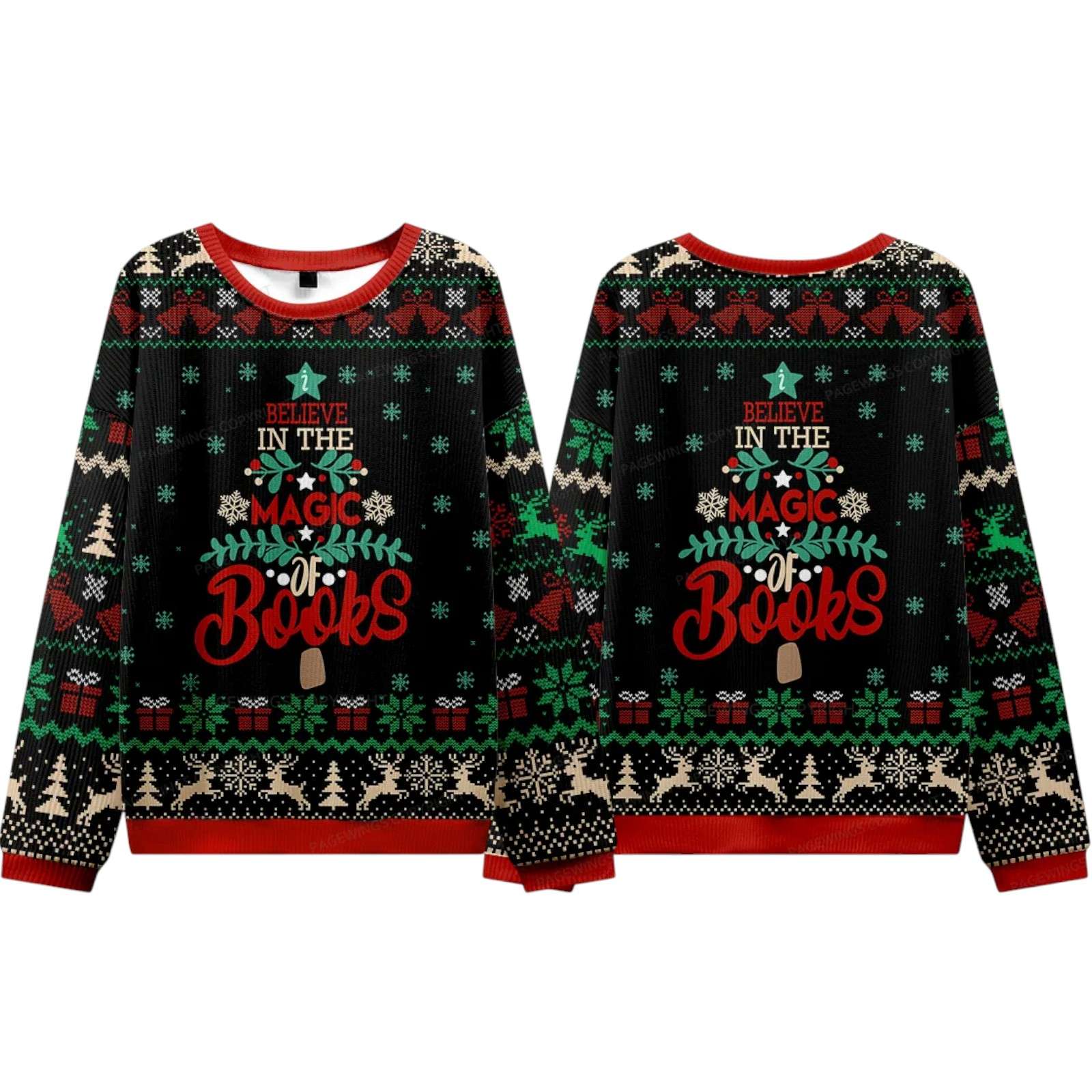 Believe In The Magic Of Books Christmas Ugly Sweater 1 Believe In The Magic Of Books Christmas Ugly Sweater 1