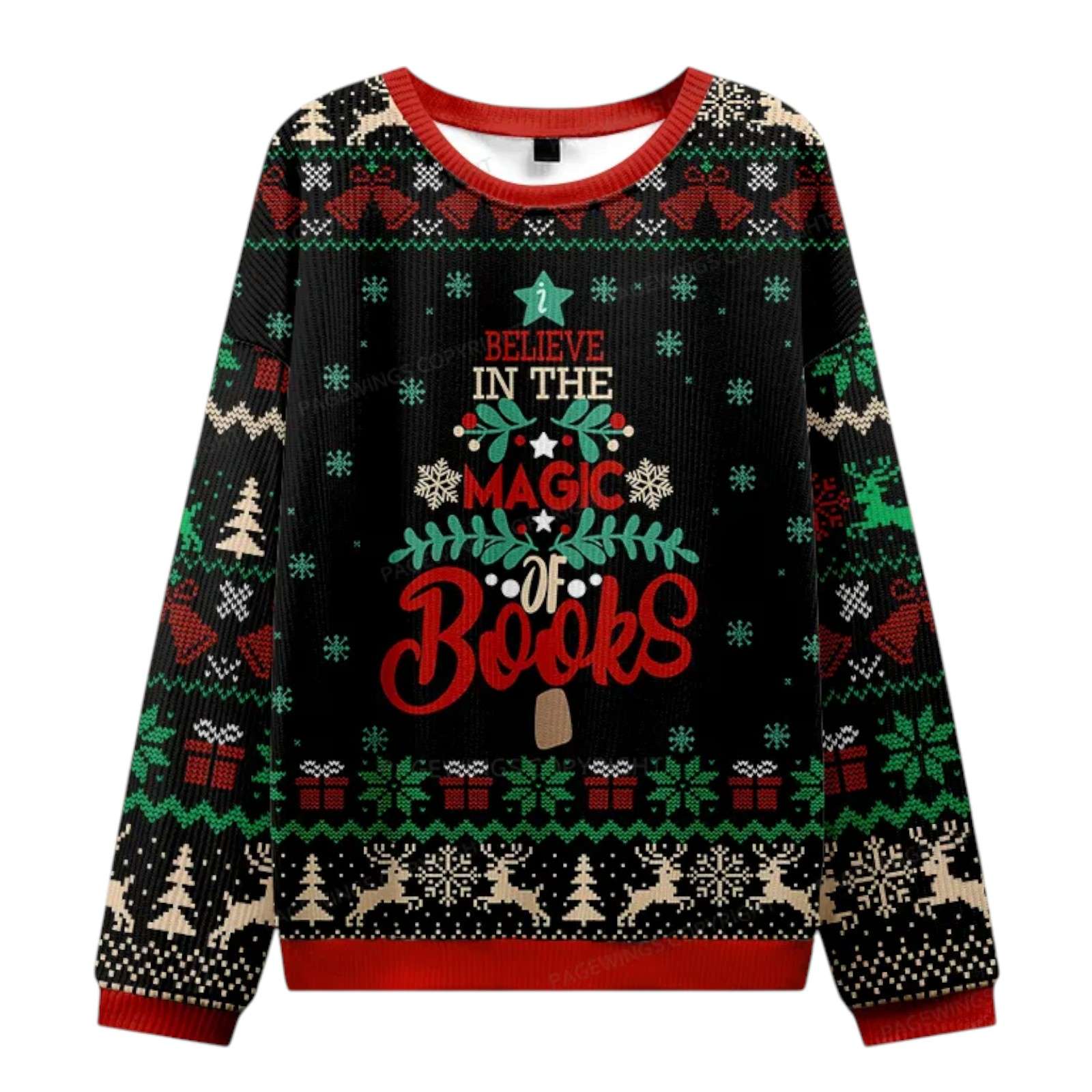 Believe In The Magic Of Books Christmas Ugly Sweater 2 Believe In The Magic Of Books Christmas Ugly Sweater 2