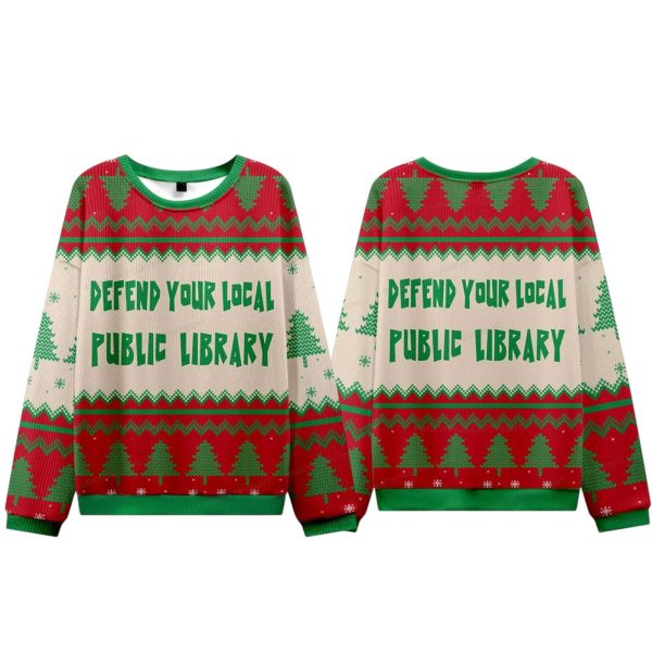 Defend Your Local Public Library Christmas Ugly Sweater 1
