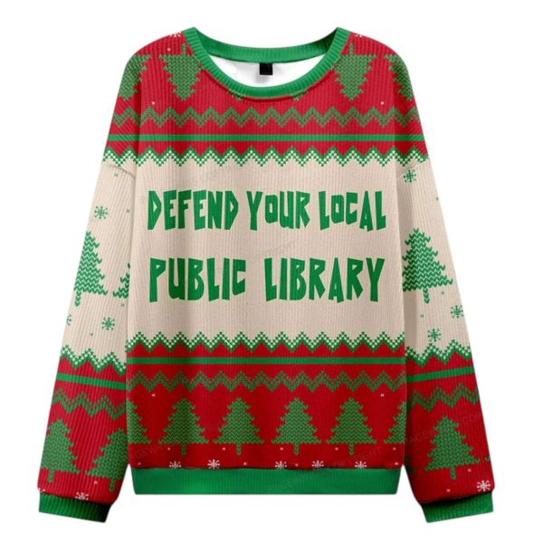 Defend Your Local Public Library Christmas Ugly Sweater 2