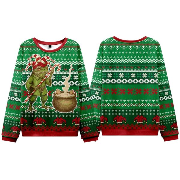 Frog Making Soup Christmas Ugly Sweater 2