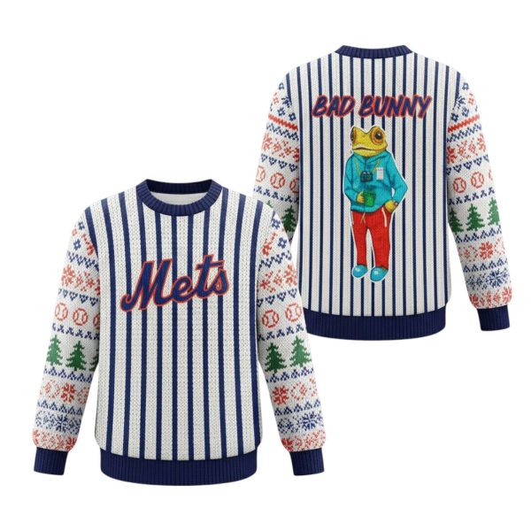 Mets Bad Bunny 2025 Christmas Ugly Sweater 1