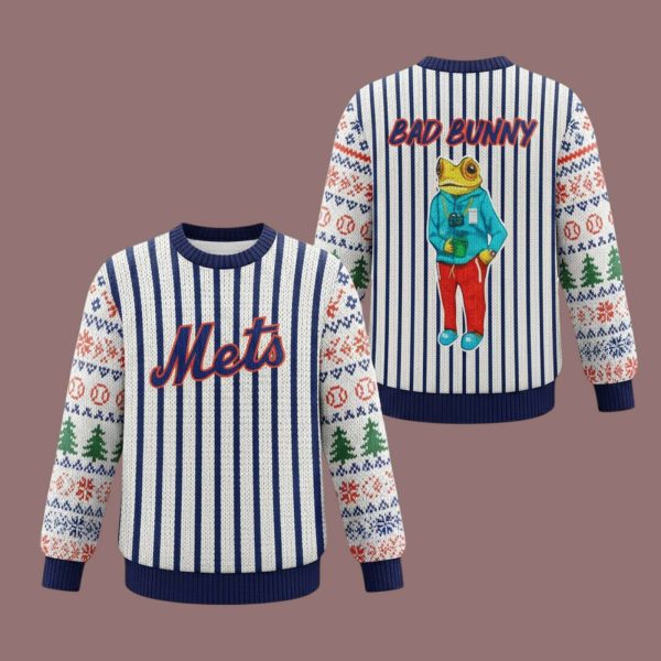 Mets Bad Bunny 2025 Christmas Ugly Sweater