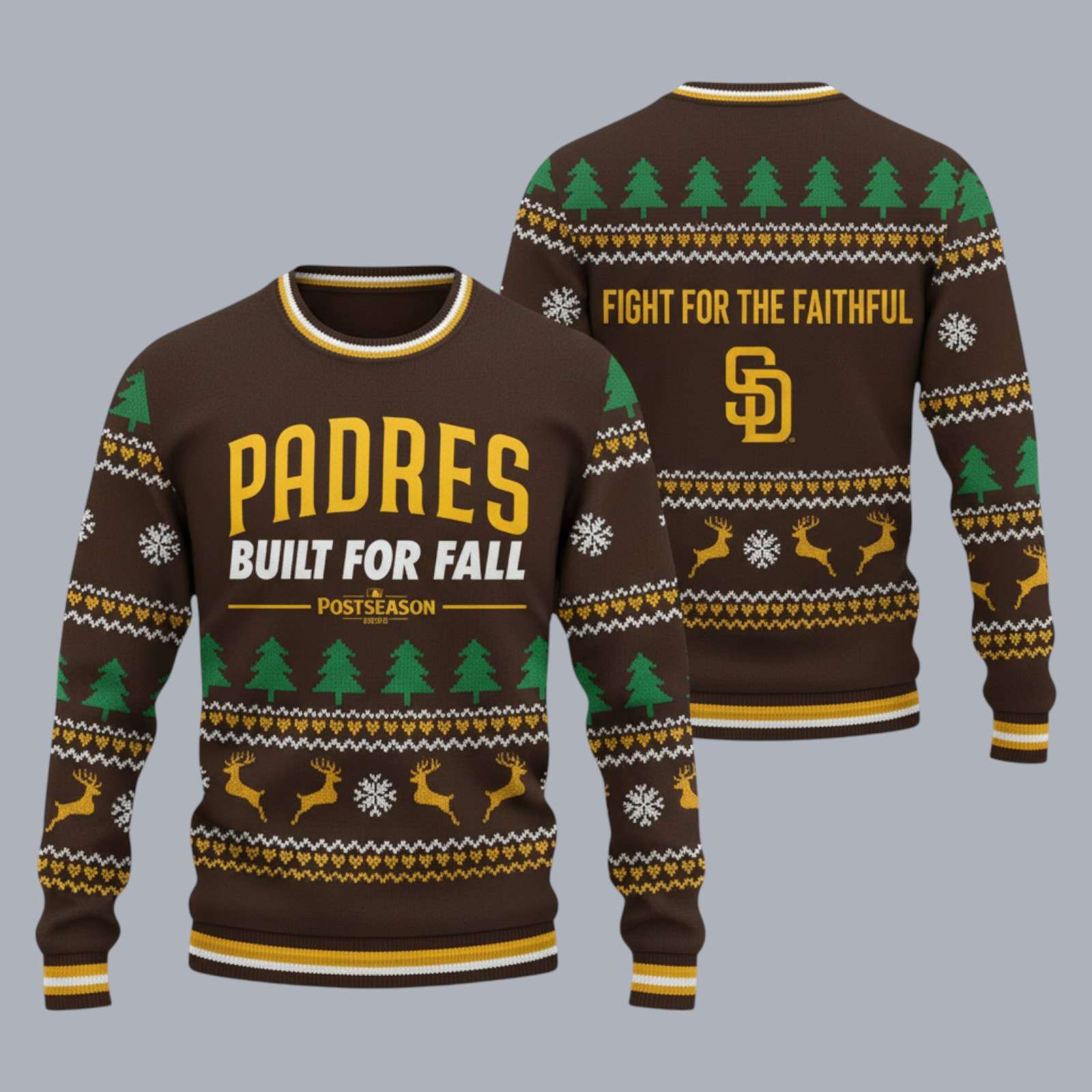 Padres Built For Fall Postseason Fight For The Faithful Ugly Christmas Sweater 2 Padres Built For Fall Postseason Fight For The Faithful Ugly Christmas Sweater
