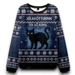 The Yule Cat is Coming Jolakotturinn Er Ao Koma Christmas Ugly Sweater