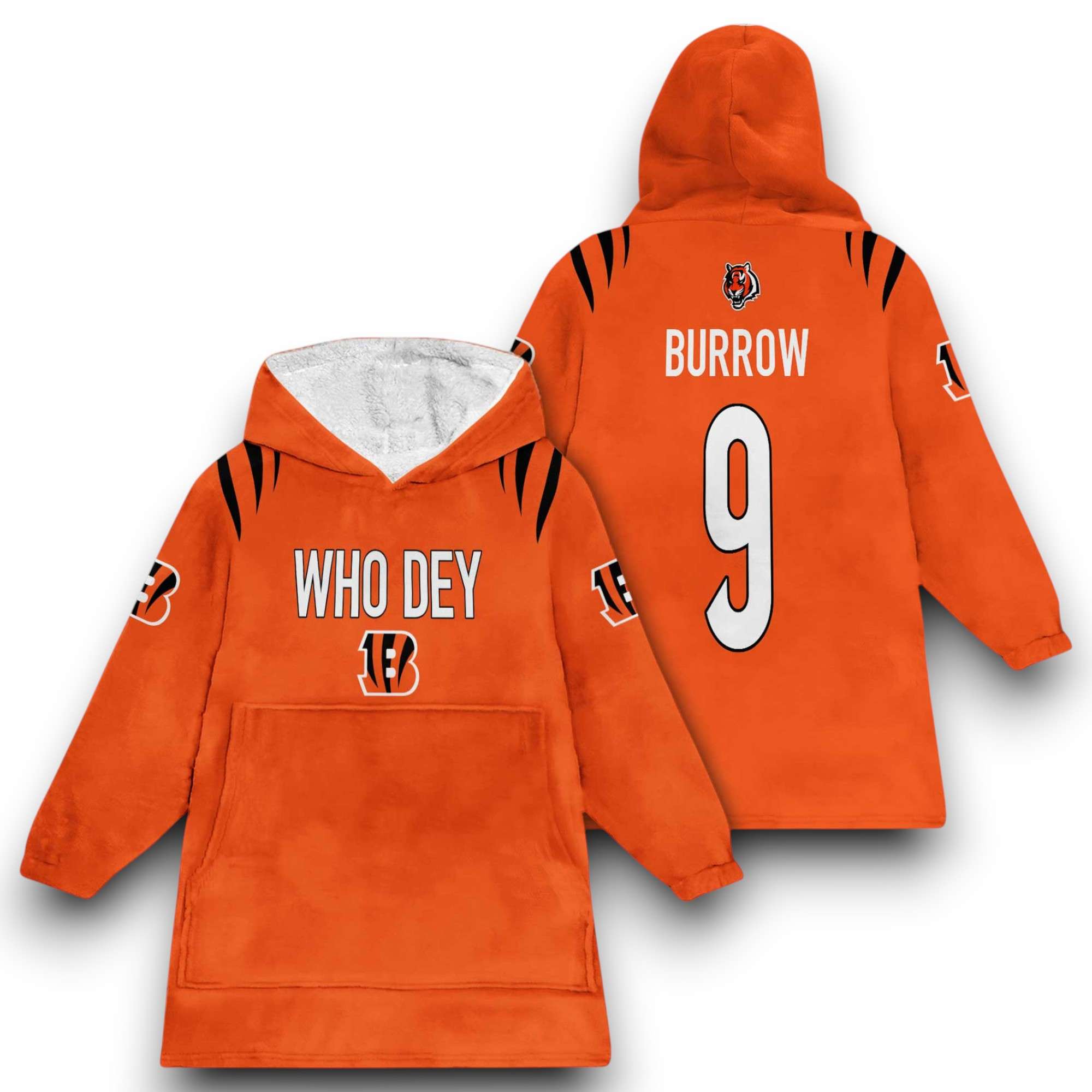 Bengals Who Dey Burrow 9 Football Unisex Blanket Hoodie 1 Bengals Who Dey Burrow 9 Football Unisex Blanket Hoodie
