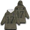 Bills Allen 17 Olive Salute To Service Football Blanket Hoodie 1