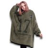 Bills Allen 17 Olive Salute To Service Football Blanket Hoodie