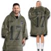 Bills Allen 17 Olive Salute To Service Football Blanket Hoodie 2