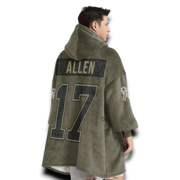 Bills Allen 17 Olive Salute To Service Football Blanket Hoodie 4