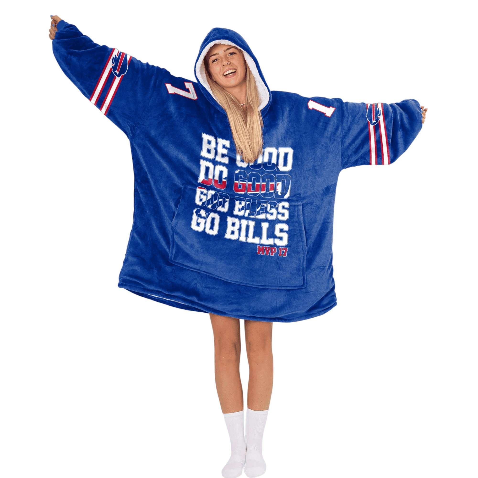 Bills Be Good Do Good God Bless Go Bills MPV 17 Allen Football Unisex Blanket Hoodie 3 Bills Be Good Do Good God Bless Go Bills MPV 17 Allen Football Unisex Blanket Hoodie 2