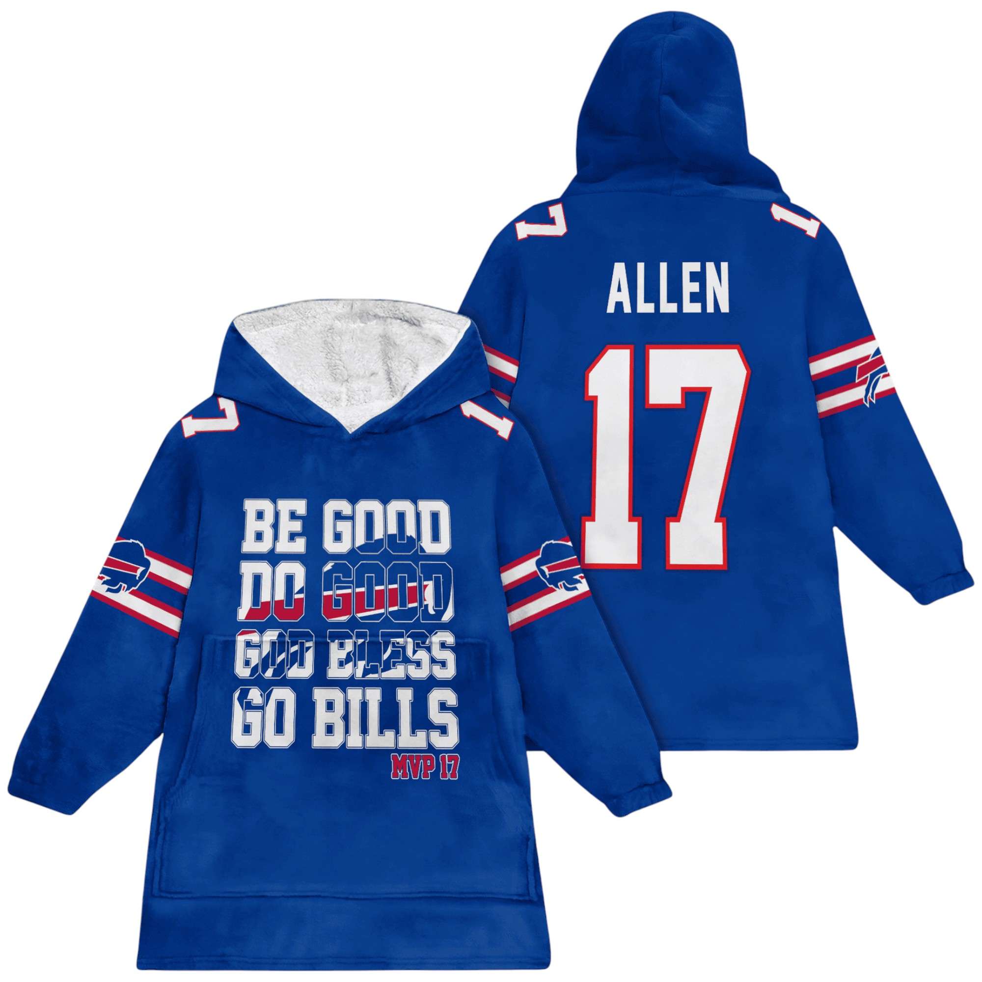 Bills Be Good Do Good God Bless Go Bills MPV 17 Allen Football Unisex Blanket Hoodie 1 Bills Be Good Do Good God Bless Go Bills MPV 17 Allen Football Unisex Blanket Hoodie