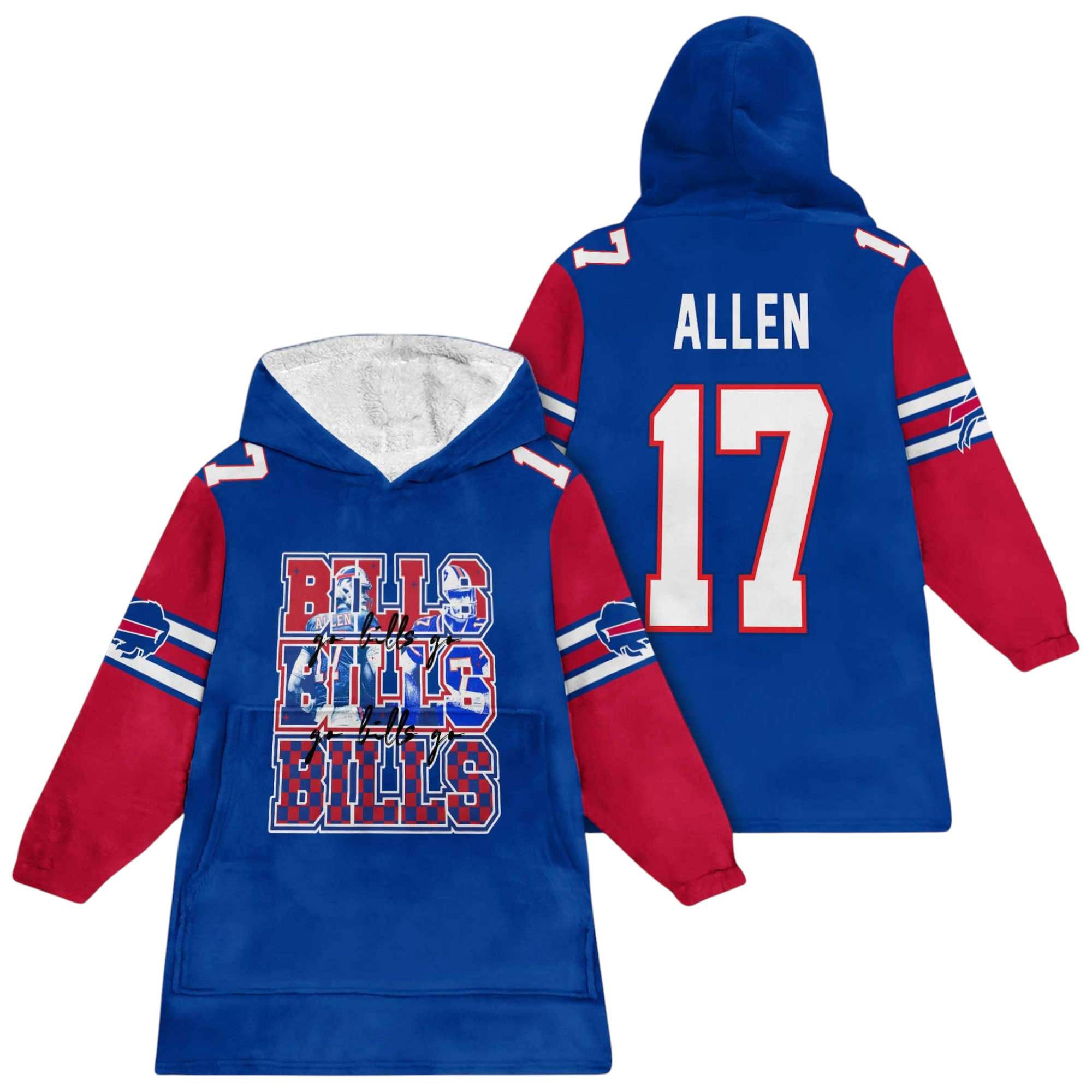 Bills Bills Bills Allen 17 Football Unisex Blanket Hoodie 1 Bills Bills Bills Allen 17 Football Unisex Blanket Hoodie