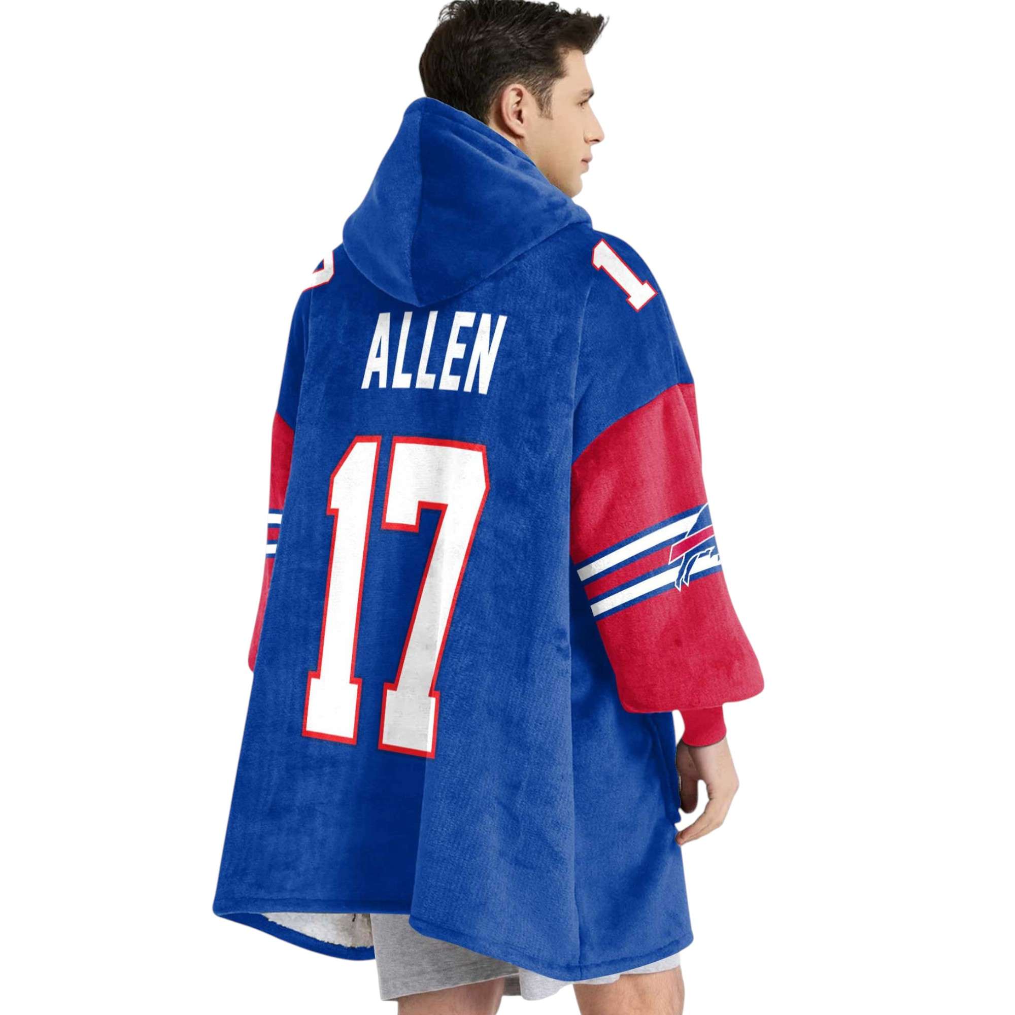 Bills Bills Bills Allen 17 Football Unisex Blanket Hoodie 4 Bills Bills Bills Allen 17 Football Unisex Blanket Hoodie