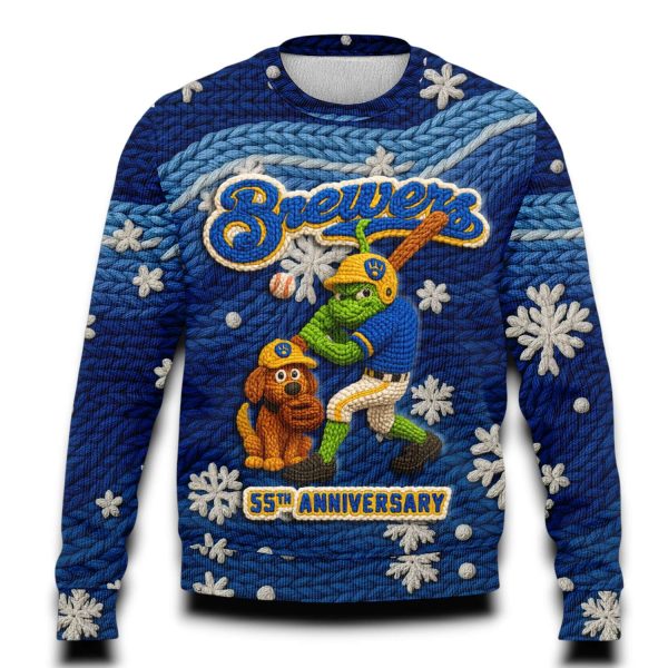 Brewers 55th Anniversary Grnch Ugly Christmas Sweater 2025
