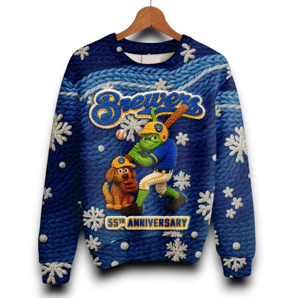Brewers 55th Anniversary Grnch Ugly Christmas Sweater 2025