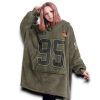 Browns Garrett 95 Olive Salute To Service Football Blanket Hoodie