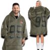 Browns Garrett 95 Olive Salute To Service Football Blanket Hoodie 2