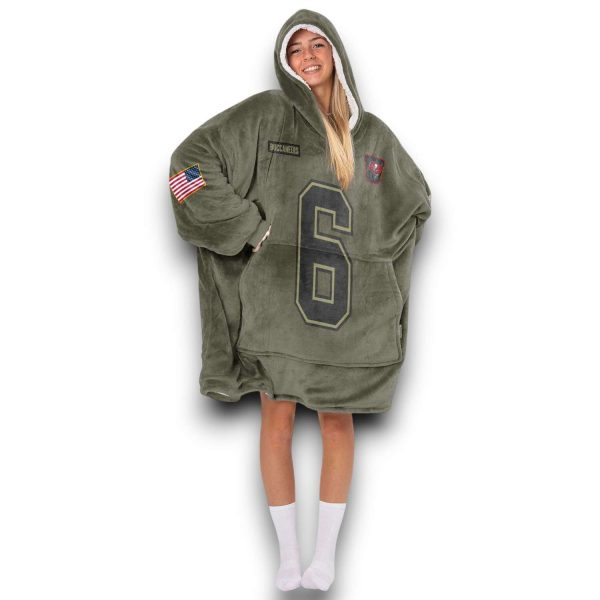 Buccaneers Mayfield 6 Olive Salute To Service Football Blanket Hoodie