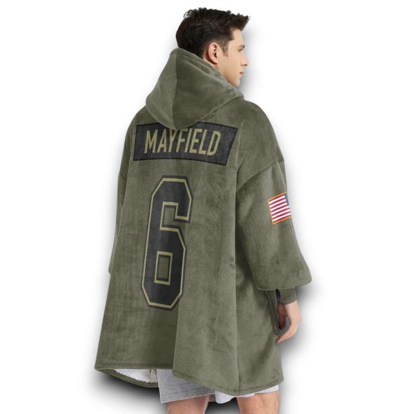 Buccaneers Mayfield 6 Olive Salute To Service Football Blanket Hoodie