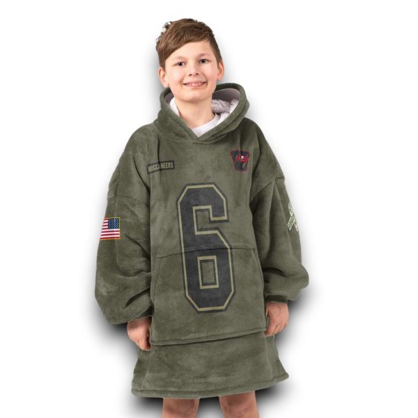 Buccaneers Mayfield 6 Olive Salute To Service Football Blanket Hoodie