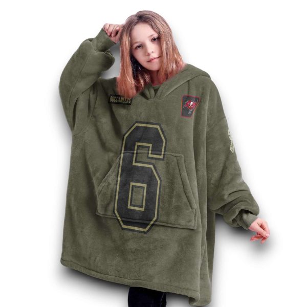 Buccaneers Mayfield 6 Olive Salute To Service Football Blanket Hoodie