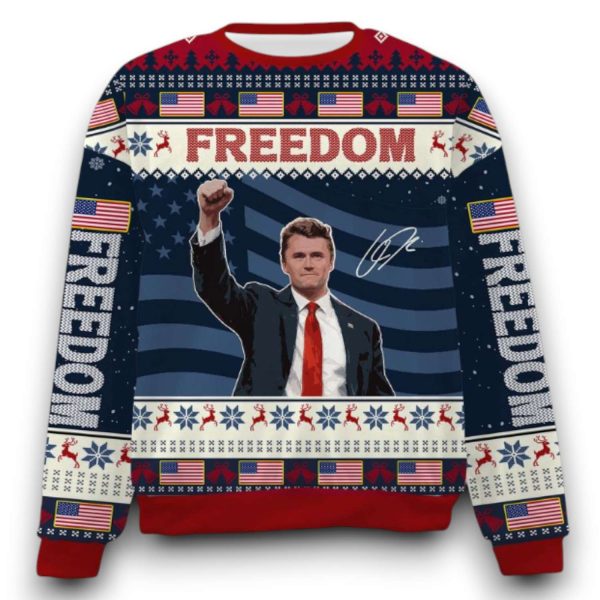 Charlie Kirk Freedom 2025 Ugly Christmas Sweater