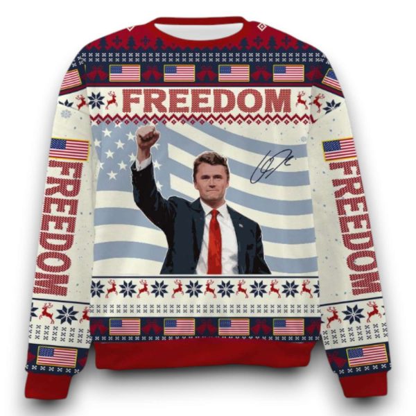 Charlie Kirk Freedom 2025 Ugly Christmas Sweater