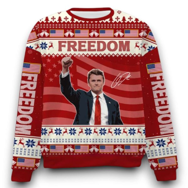 Charlie Kirk Freedom 2025 Ugly Christmas Sweater
