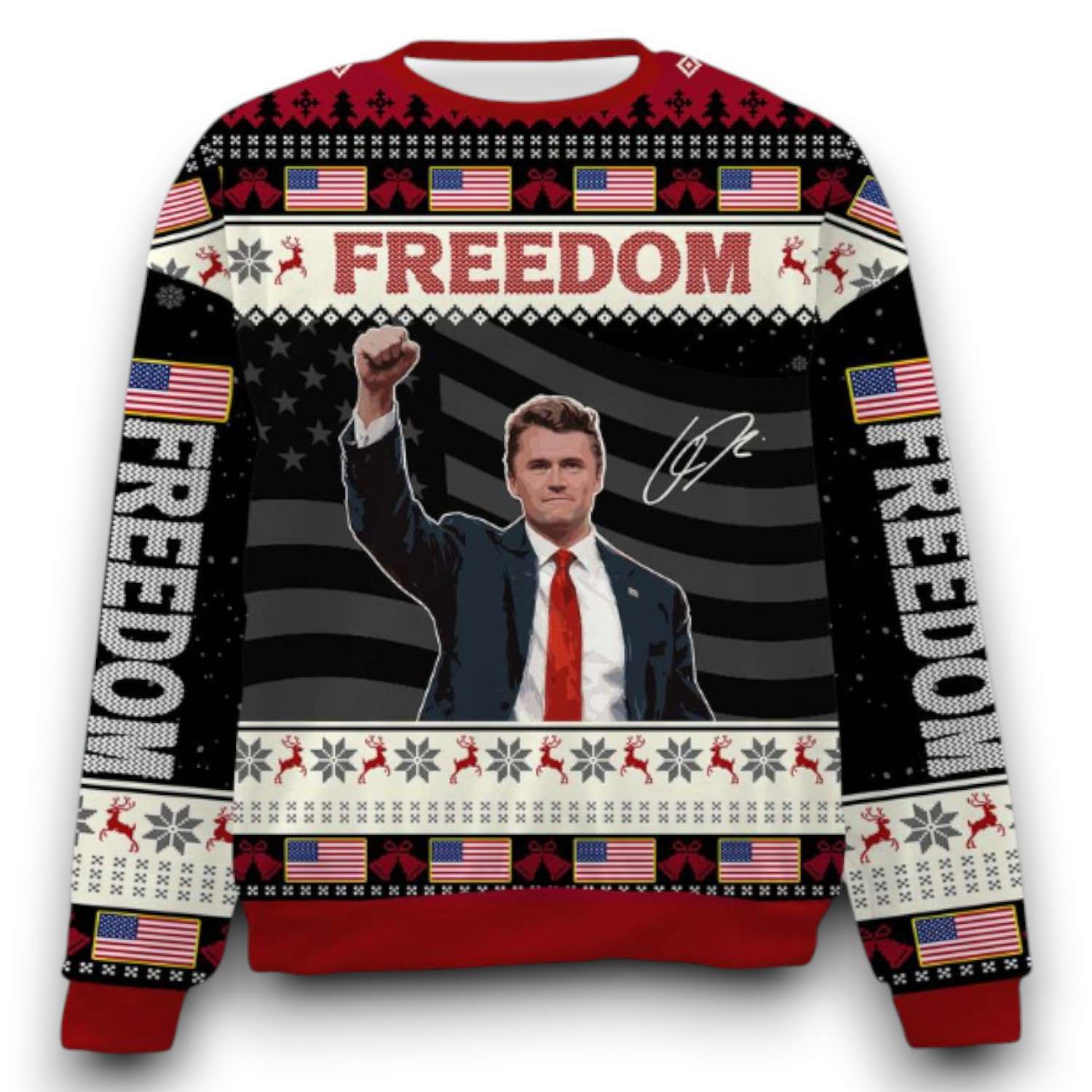 Charlie Kirk Freedom 2025 Ugly Christmas Sweater