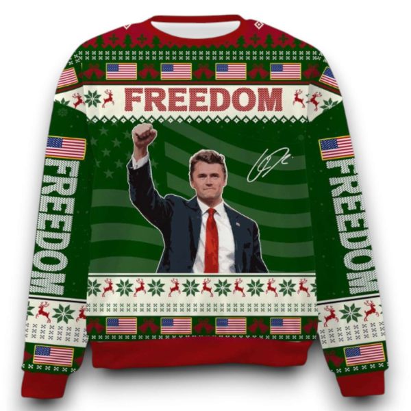 Charlie Kirk Freedom 2025 Ugly Christmas Sweater