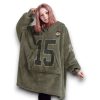 Chiefs Mahomes 15 Olive Salute To Service Football Blanket Hoodie