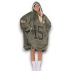 Chiefs Mahomes 15 Olive Salute To Service Football Blanket Hoodie