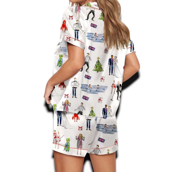 Christmas Love Actually Silky Satin Pajama Set For Women