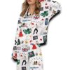 Christmas Love Actually Silky Satin Pajama Set For Women