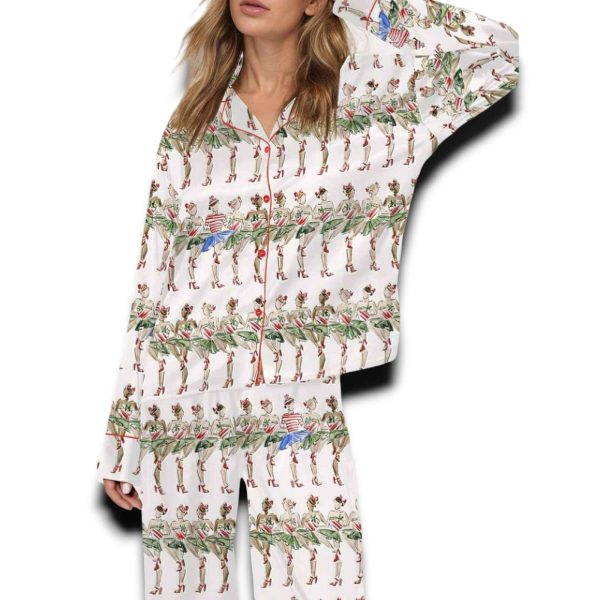 Christmas Radio City Rockette Silky Satin Pajama Set For Women
