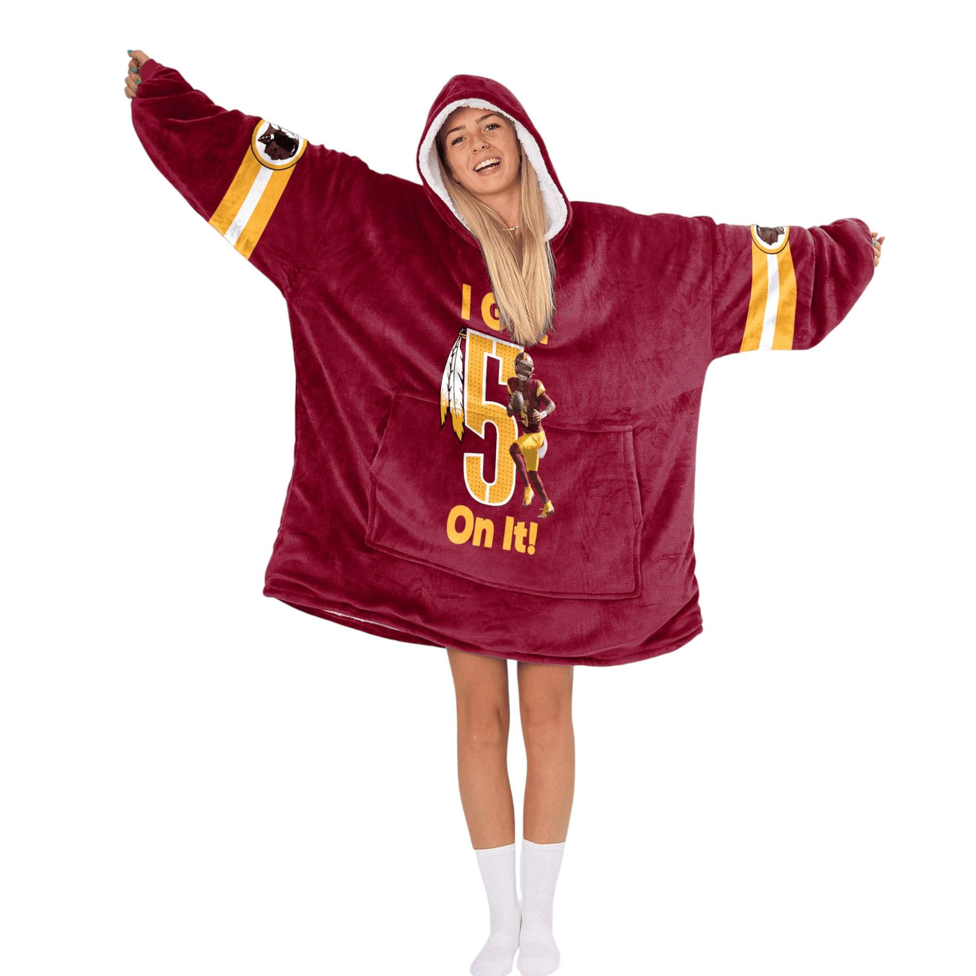 Commanders Daniels 5 I Got On It Football Unisex Blanket Hoodie 3 Commanders Daniels 5 I Got On It Football Unisex Blanket Hoodie