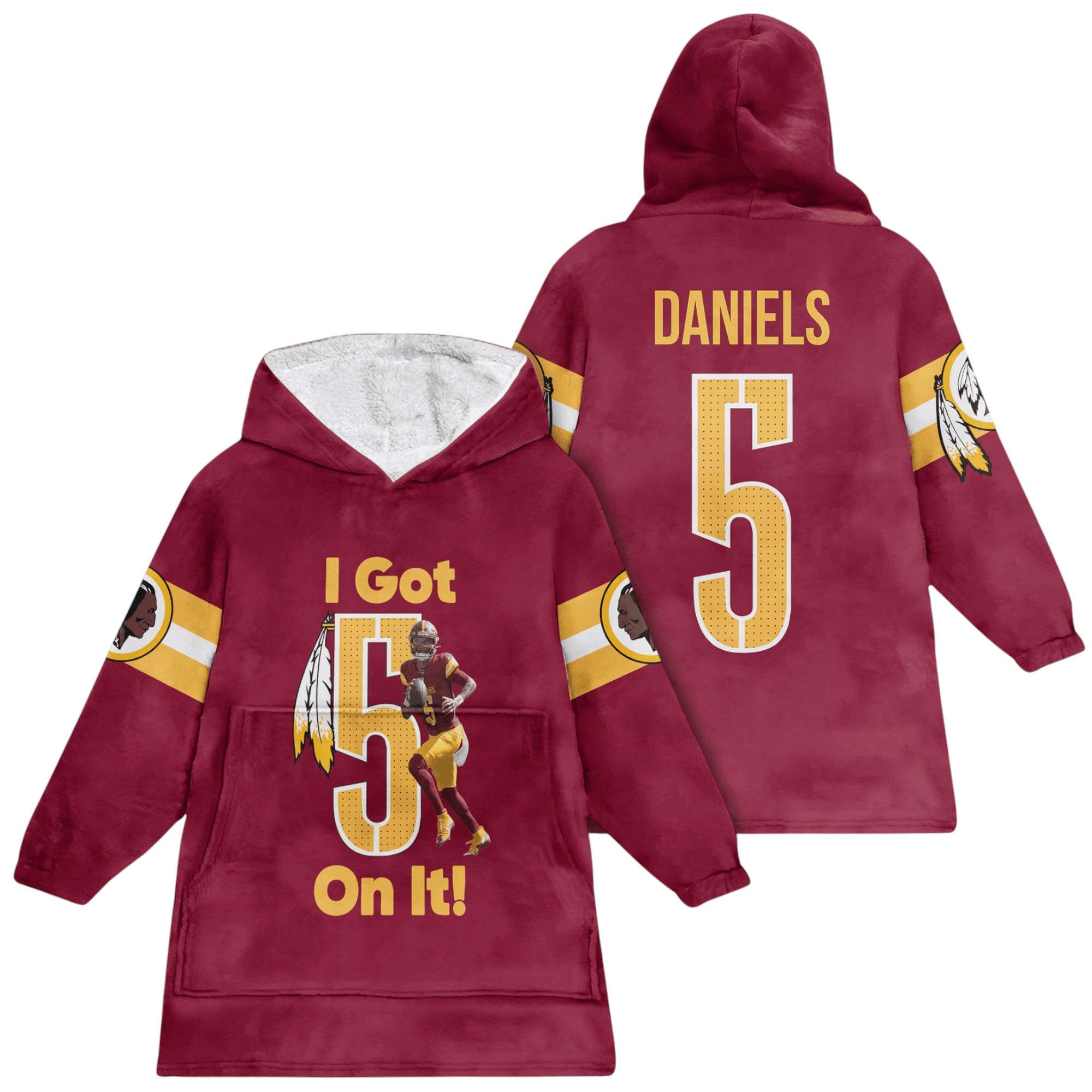 Commanders Daniels 5 I Got On It Football Unisex Blanket Hoodie 1 Commanders Daniels 5 I Got On It Football Unisex Blanket Hoodie
