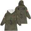 Commanders Daniels 5 Olive Salute To Service Football Unisex Blanket Hoodie
