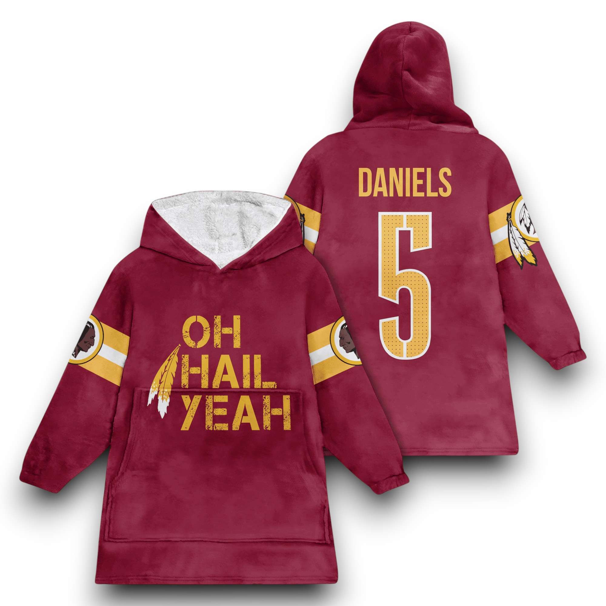 Commanders Oh Hail Yeah Daniels 5 Football Unisex Blanket Hoodie 1 Commanders Oh Hail Yeah Daniels 5 Football Unisex Blanket Hoodie