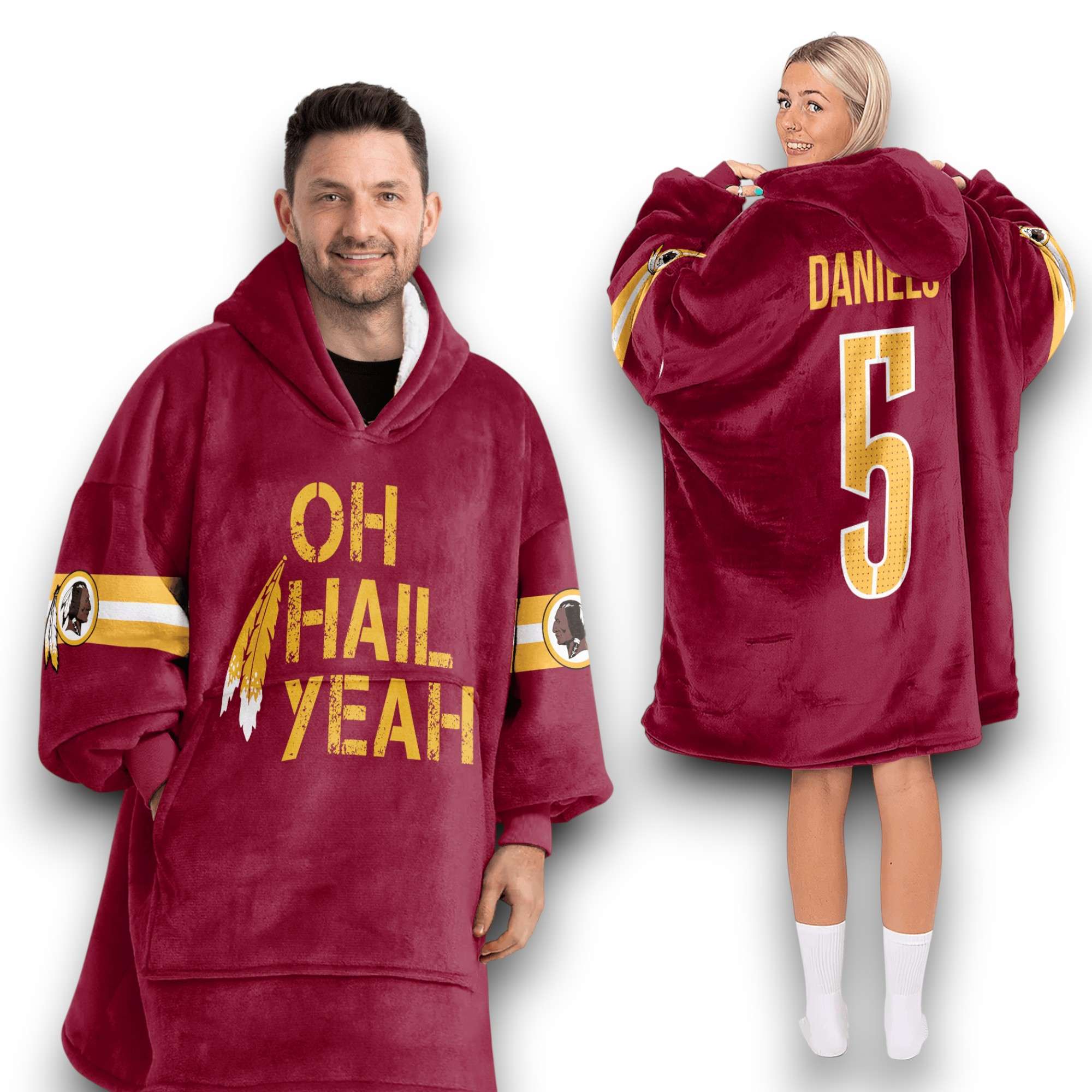 Commanders Oh Hail Yeah Daniels 5 Football Unisex Blanket Hoodie Commanders Oh Hail Yeah Daniels 5 Football Unisex Blanket Hoodie