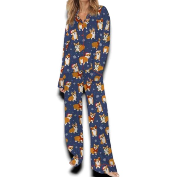 Corgi Christmas Silky Satin Pajama Set