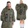 Cowboys Lamb 88 Olive Salute To Service Football Blanket Hoodie